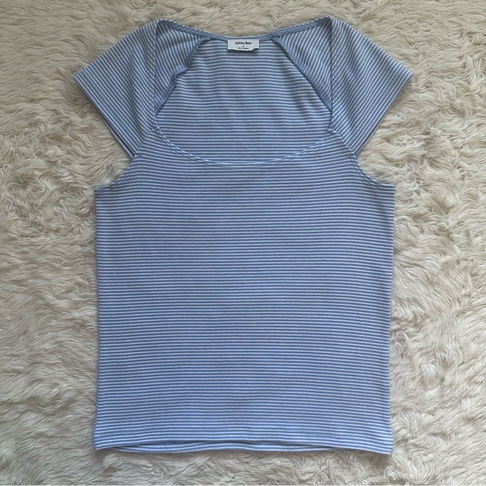 Aritzia Sunday Best Top BestHug Painter T-Shirt Cap-Sleeve Square Neckline Sz S